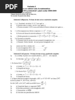 Matematica Model Teza Clasa A VIII-a