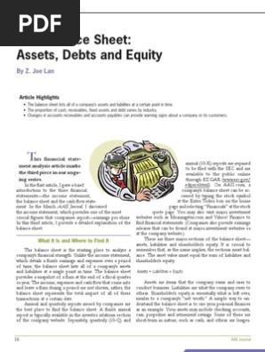 Balance Sheet Financial Statement Analysis