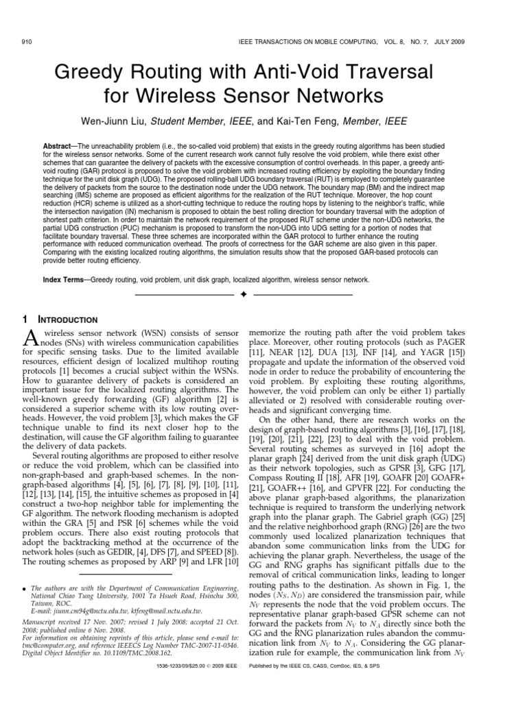 Greedy Anti-Void Routing Protocol | PDF | Routing | Communications ...