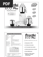 Download Preethi ECO PLUS mixie Manual by kulcha2011 SN124201179 doc pdf
