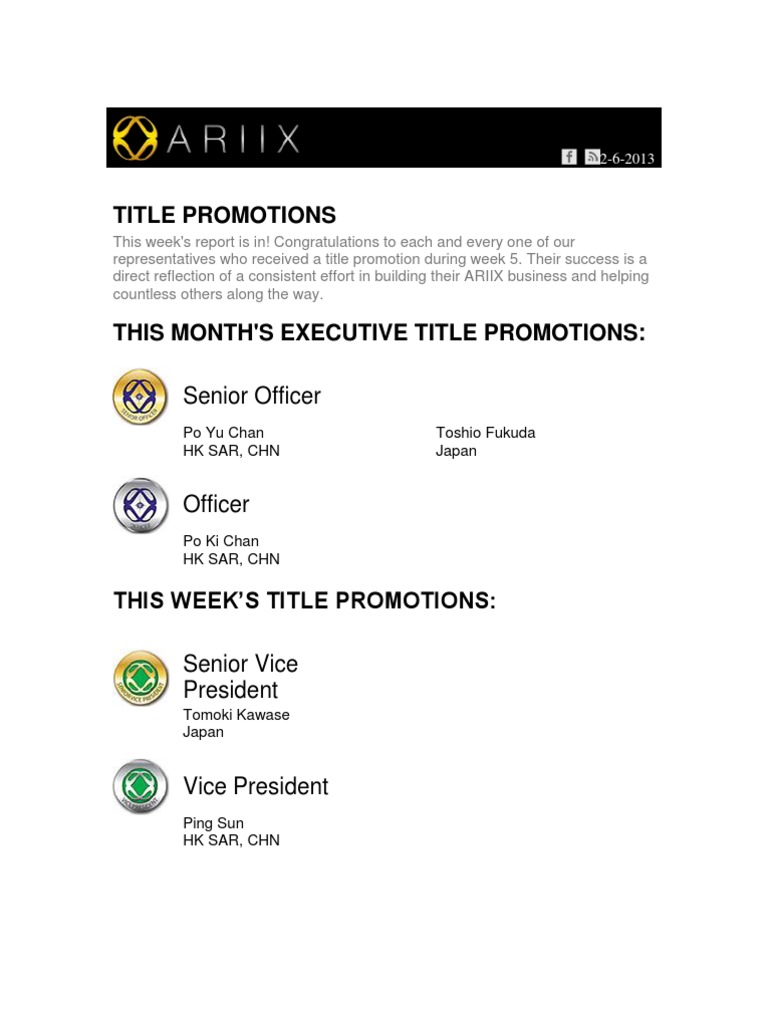 Weekly Title Promotion Week 5 | PDF | Business | Sports & Recreation