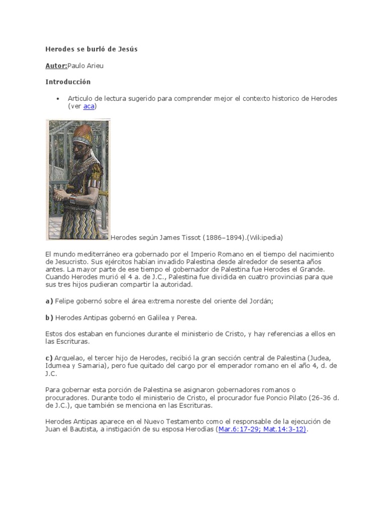 Herodes Se Burlo De Jesus Pdf Herodes Antipas Religion Y Creencia