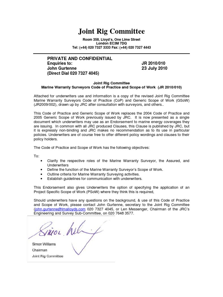 Marine Warranty Surveyors Code of Practice | PDF | Surveying | Anchor