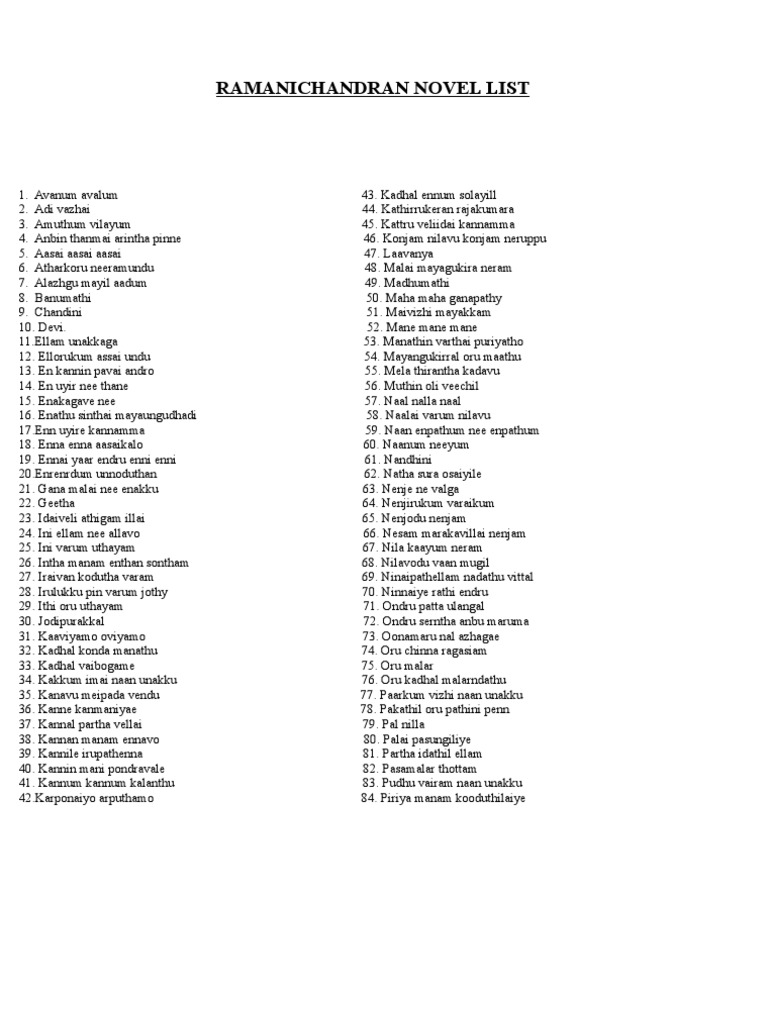 RC Novel List PDF PDF