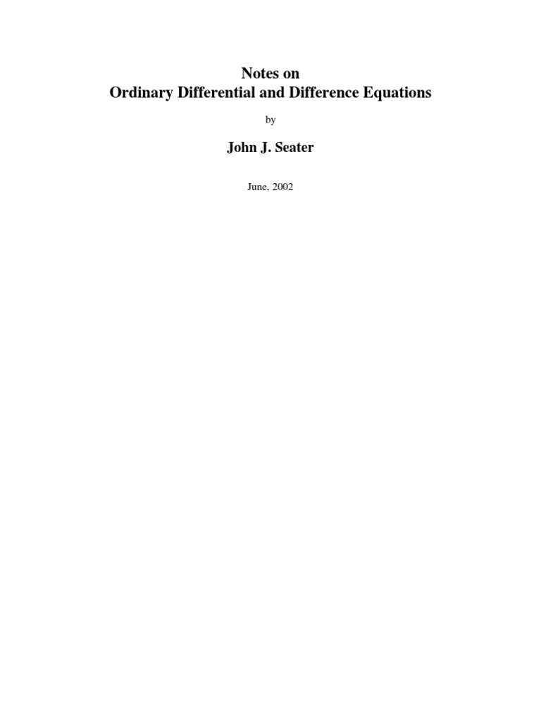 Diff Eq Notes Pdf System Of Linear Equations Equations