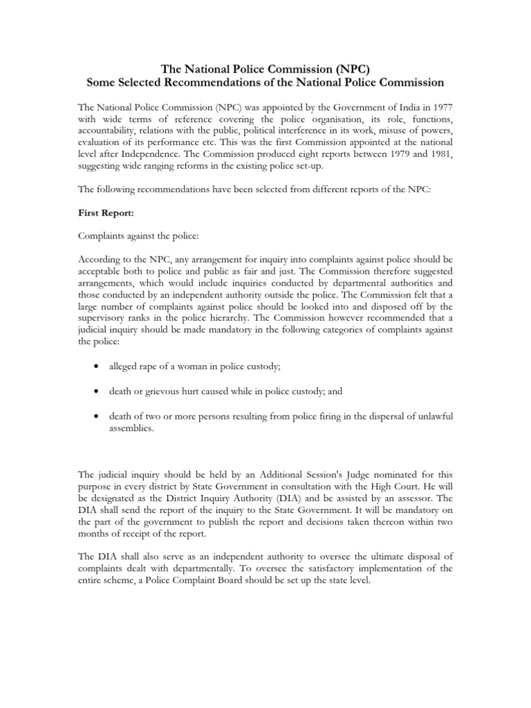 National Police Commission Recommendations | PDF | Police | Arrest