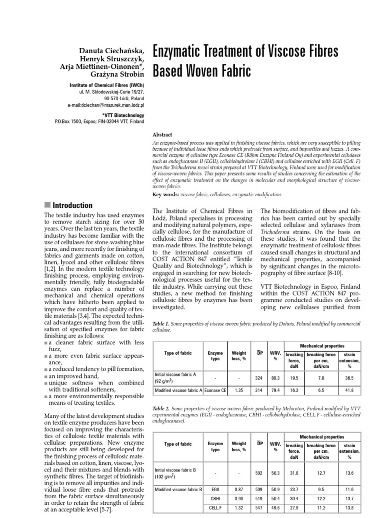 Fabric enzyme treatment.pdf Textiles Fibers