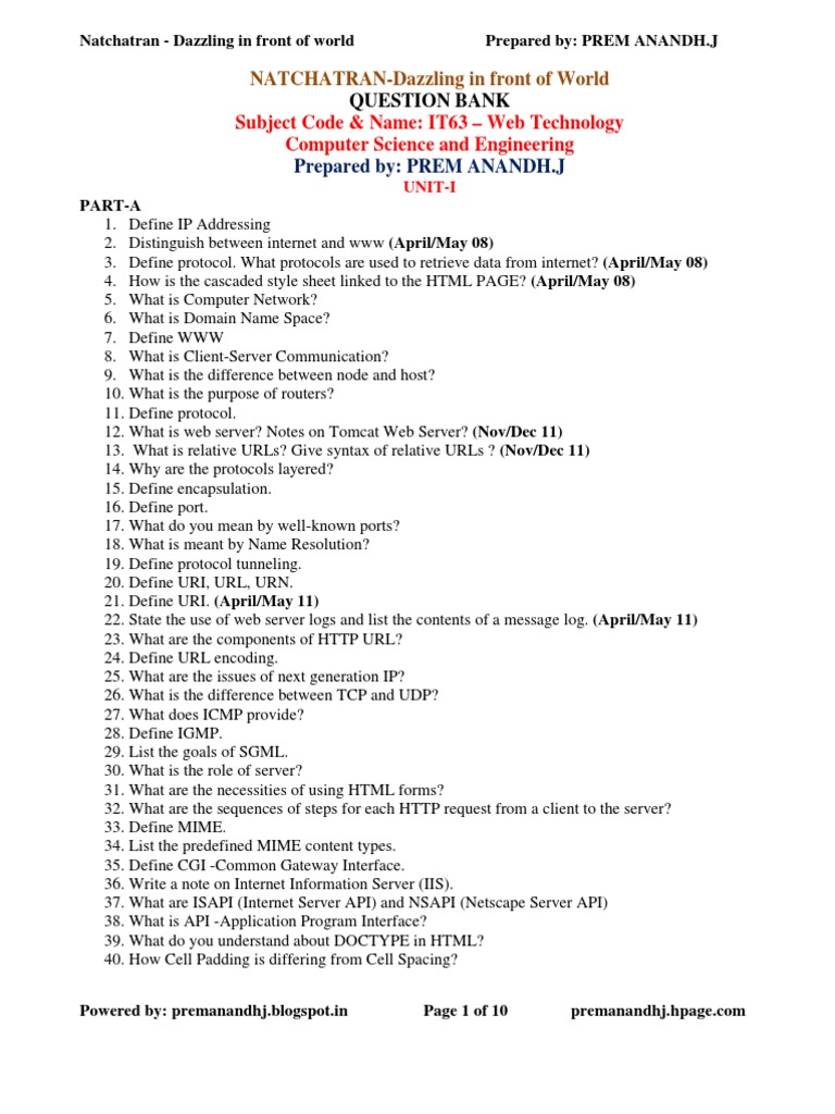 it63-web-technology-question-bank-pdf-html-cascading-style-sheets