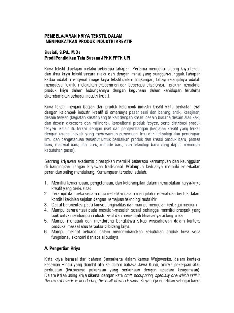 Pembelajaran Kriya Tekstil Pdf