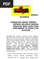 Himbauan Hemat Energi Kepada Seluruh Warga Sekolah Baik Guru Dan Karyawan Tu Sman 2 Ks Cilegon