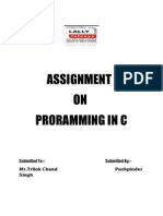 Assignment ON Proramming in C: Submitted To: - Submitted By