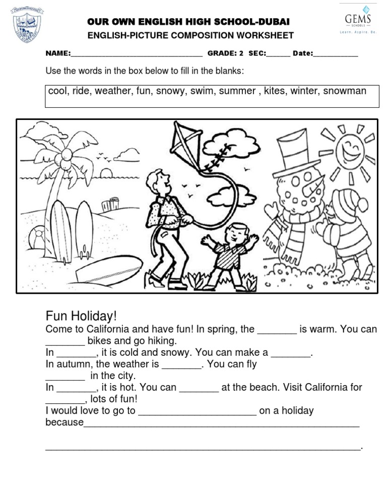 English Composition Worksheets Grade 7