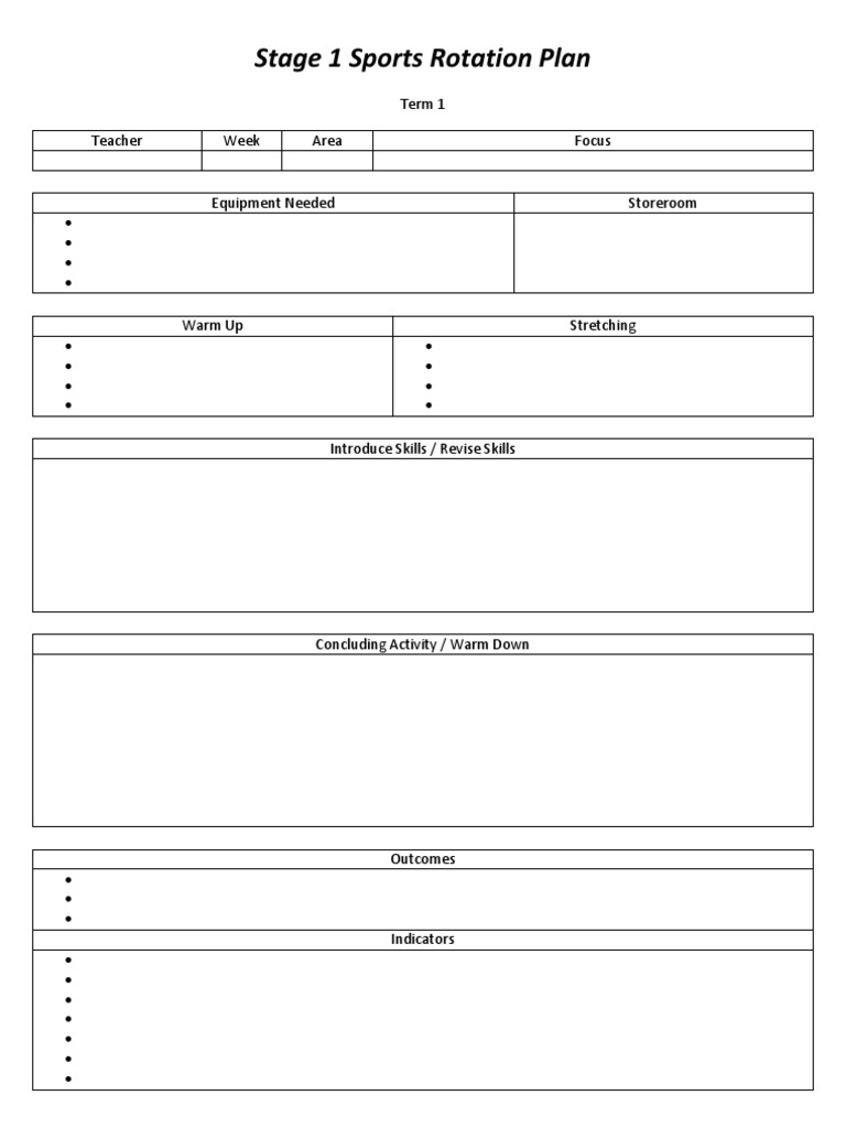 Stage 1 Sports Rotation Plan Overview | PDF