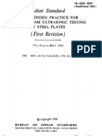 Indian Standard: Recommended Practice Straight Beam Ultrasonic of Steel Plates (FOR Testing