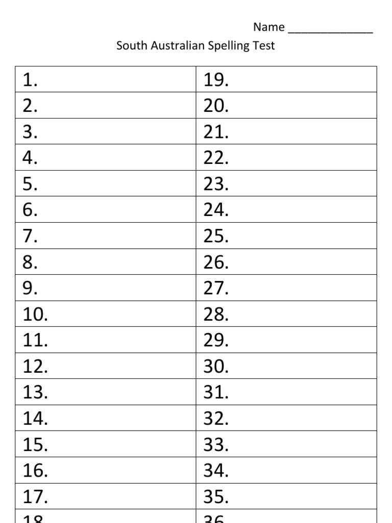 SA Spelling Test Pro Forma | PDF | Théorie (échecs) | Échecs