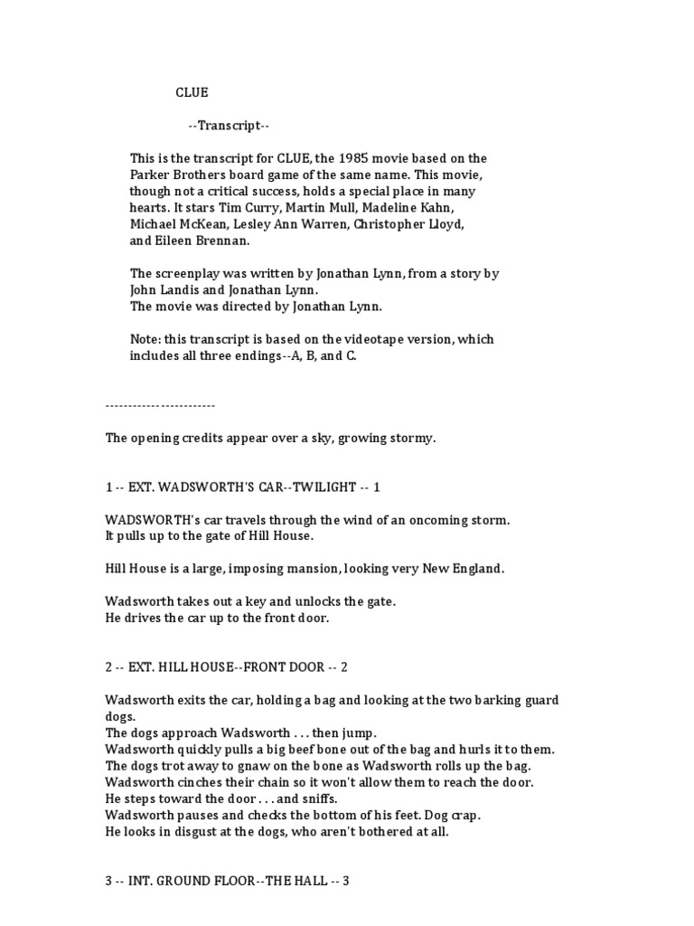 CLUE Script | Nature