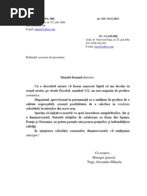 Scrisori Utilizate In Cadrul Unei Firme