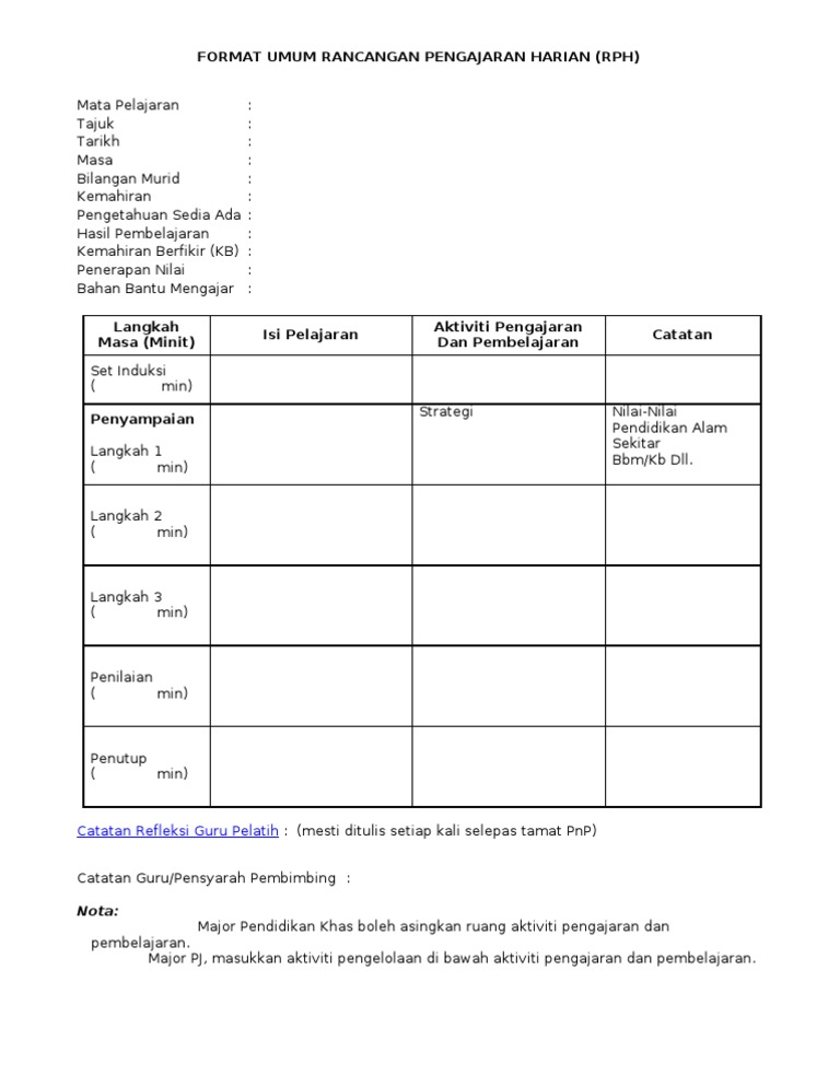 Format Umum RPH | PDF