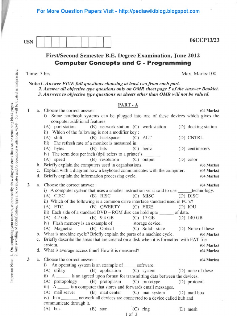 Computer Concepts C Programming June 2012 | PDF | Matrix (Mathematics ...