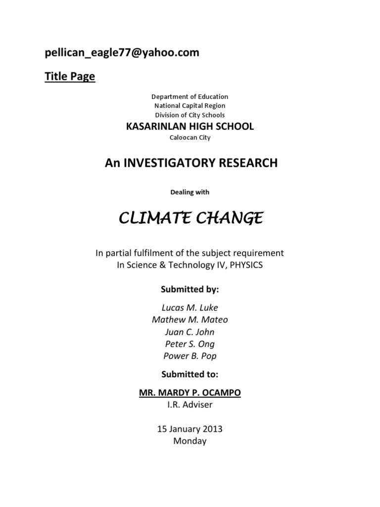 Investigatory Research Template | PDF | Science | Nature