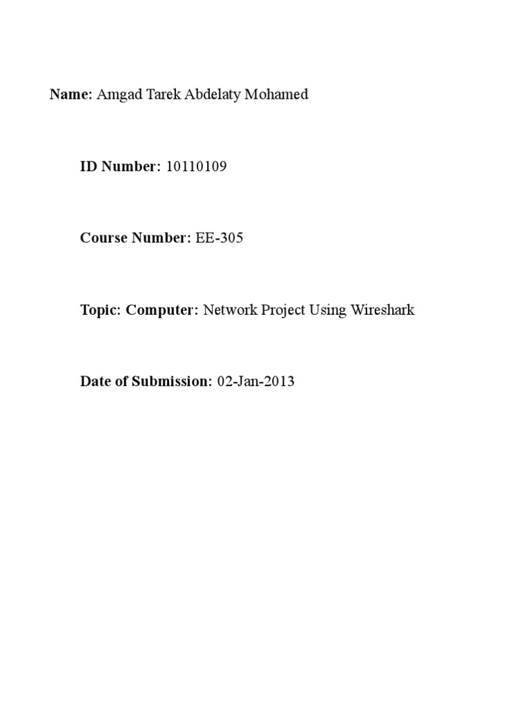 Wireshark Network Project Analysis | PDF | Computers