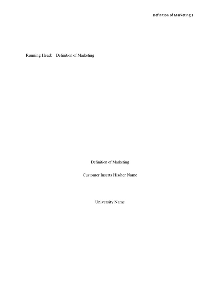 Running Head Definition of Marketing 1 PDF Stakeholder (Corporate