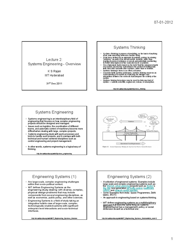 CL-2 Overview of Sys Engineering | PDF | Systems Thinking | System