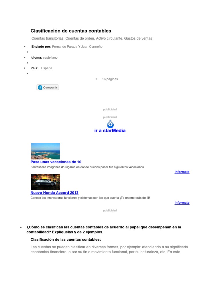 Clasificación de Cuentas Contables PDF | PDF | Bancos | Contabilidad