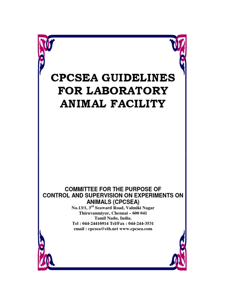 CPCSEA Guidelines For Laboratory Animal Facility Indian