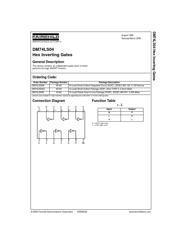 74LS04 | PDF | Electronics | Electricity