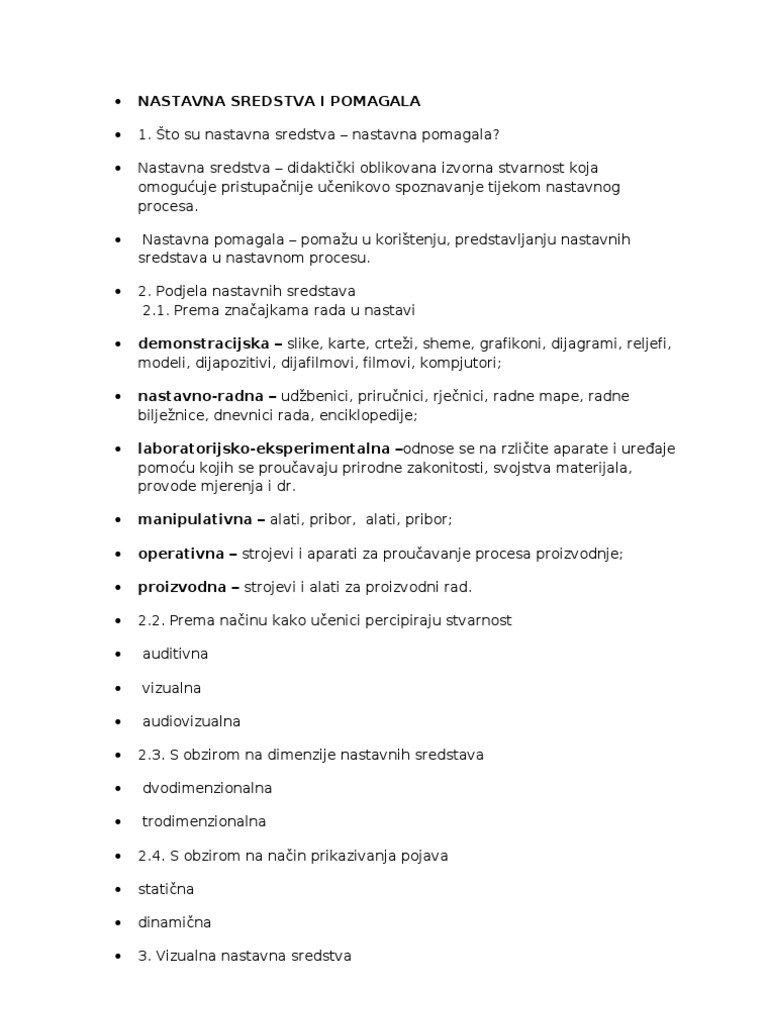 Nastavna Sredstva I Pomagala | PDF