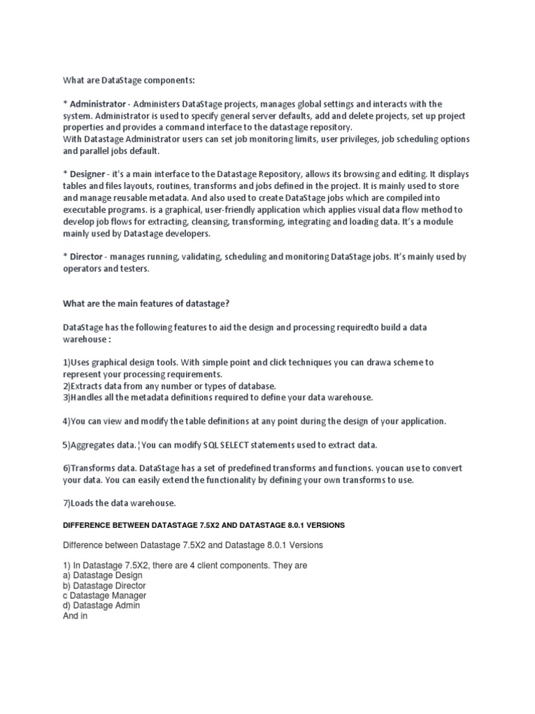 DataStage Version Comparison: 7.5X2 vs 8.0.1 | PDF | Metadata | Data ...