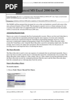 Advanced MS Excel 2000 For PC: Automating Repeated Tasks