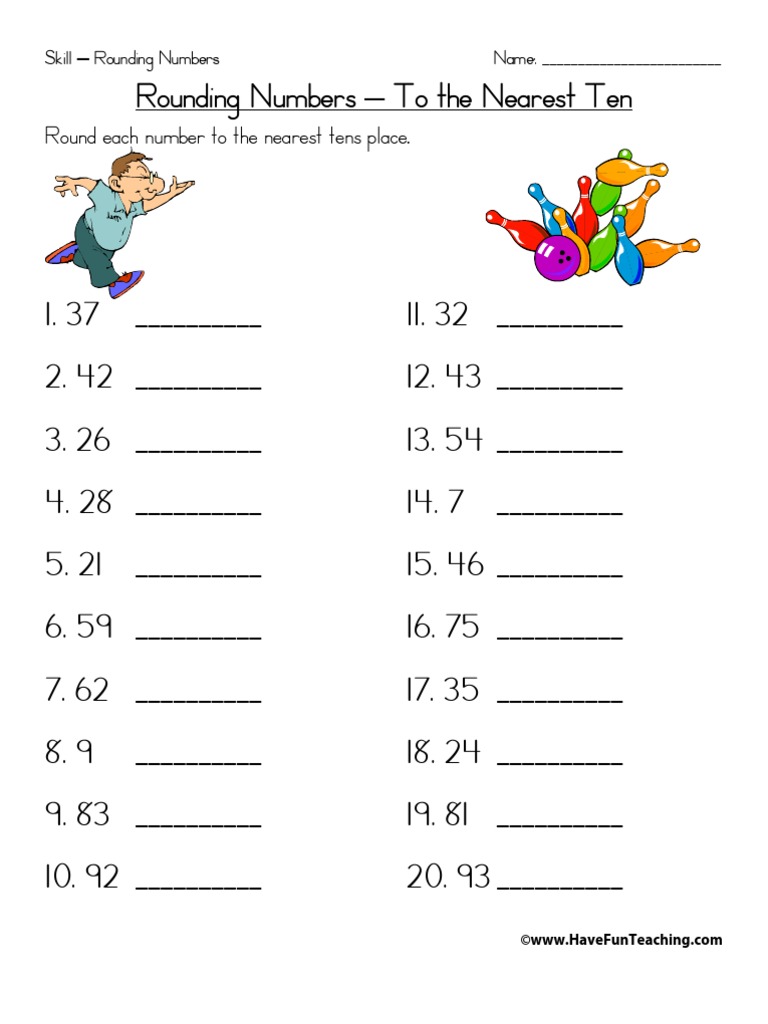Rounding Worksheet Nearest Ten | PDF, image size:768x1024
