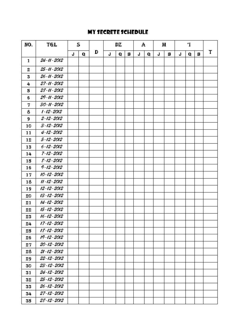 My Secret Schedule Overview | PDF
