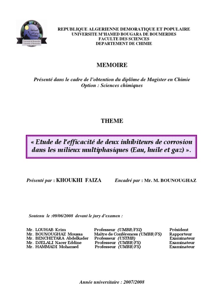Étude D'inhibiteurs de Corrosion - pdf1 | PDF | Corrosion | Ph