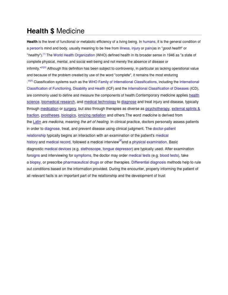 Understanding Health and Medicine Basics | PDF