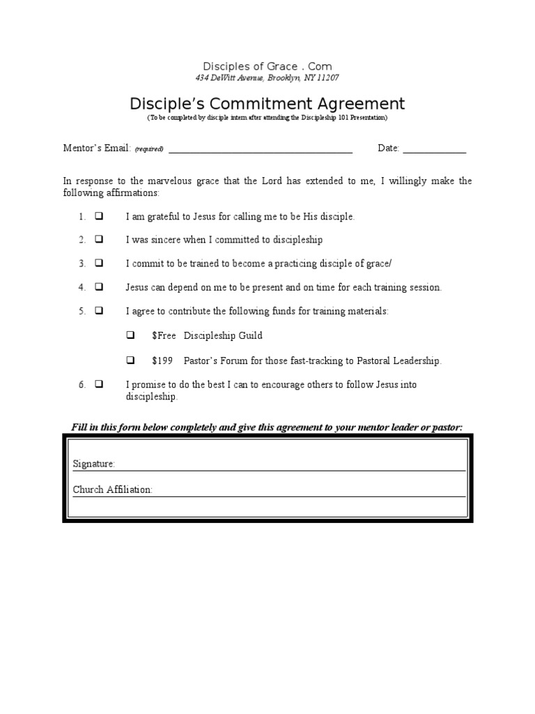 Disciple's Committment Agreement | PDF