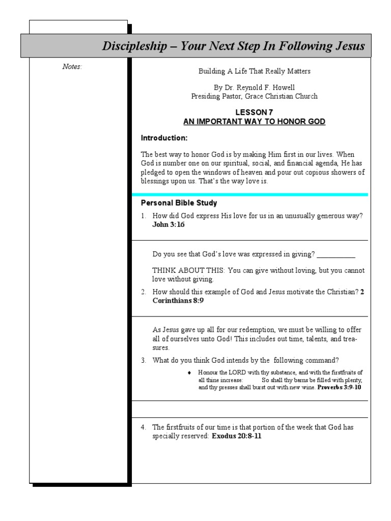 Discipleship - Your Next Step in Following Jesus: Notes | PDF ...