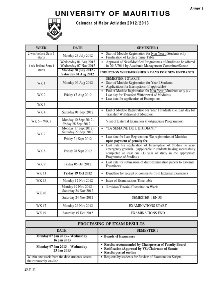academic year of university of mauritius Thesis Academic Term