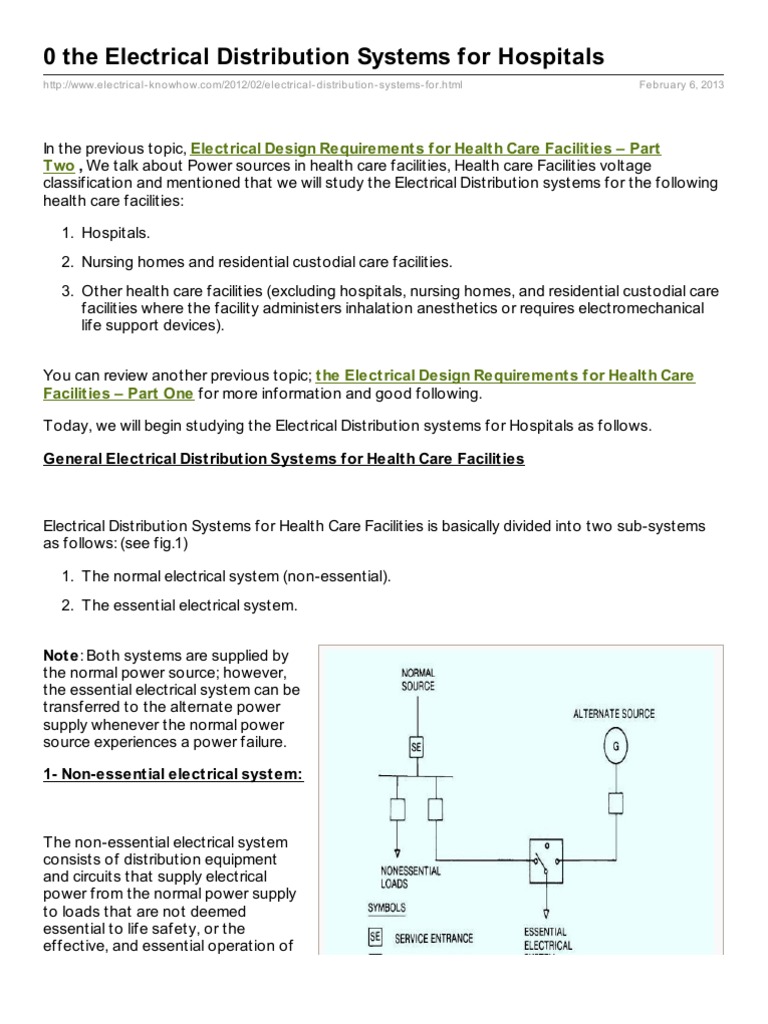 0 The Electrical Distribution Systems For Hospitals PDF PDF Lighting Electric Power
