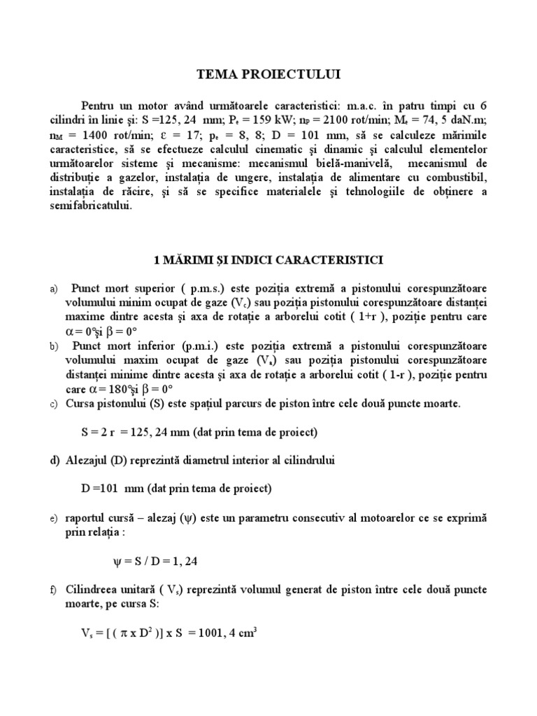 Model Proiect Motoare | PDF