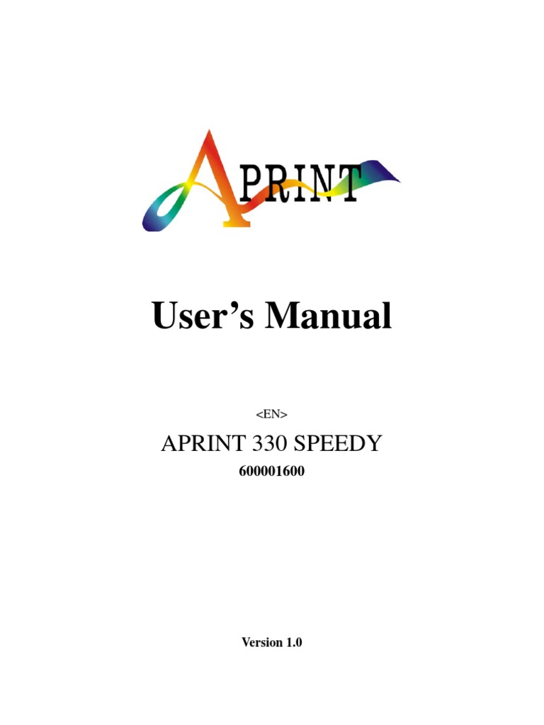 Aprint 330 Speedy User Manual | Printer (Computing) | Installation (Computer Programs)
