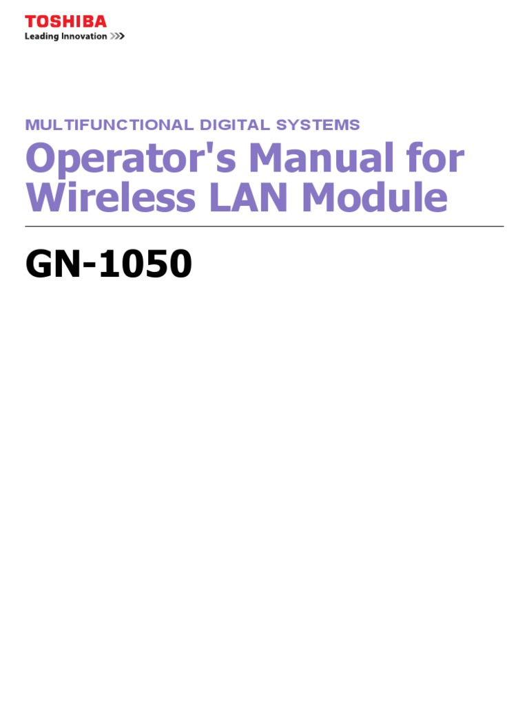 Operator's Manual For Wireless LAN Module Multifunctional Digital