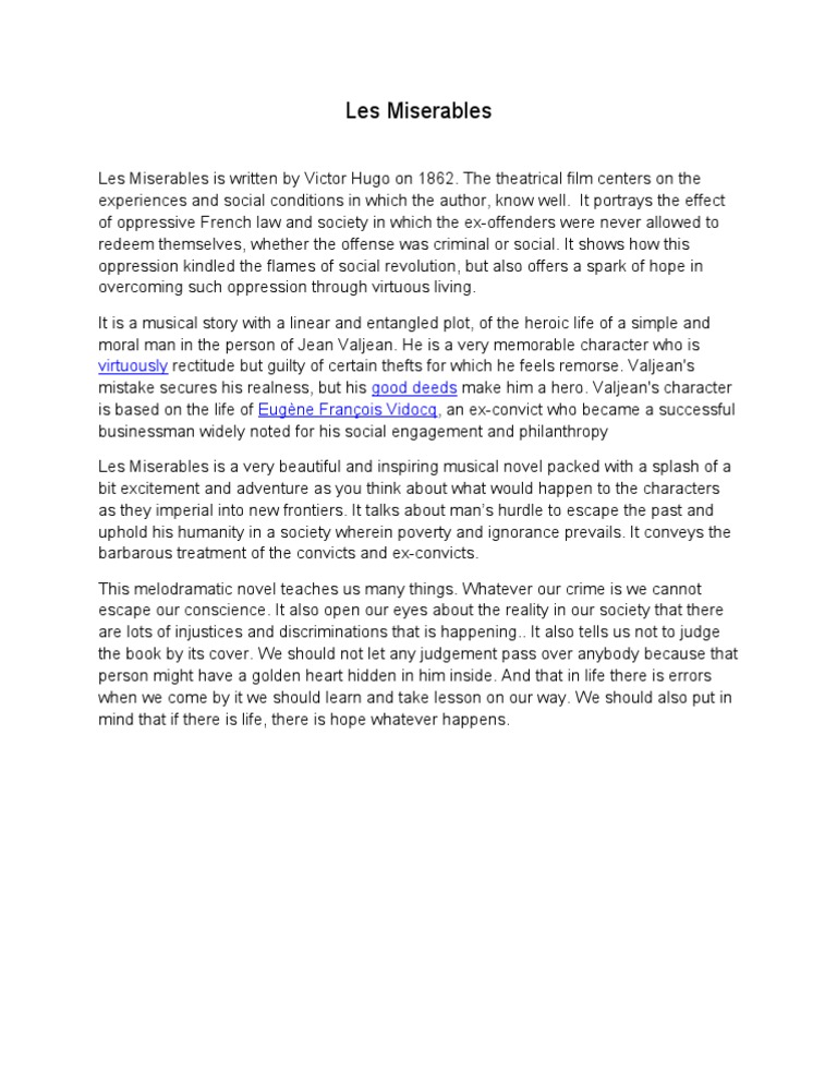 Les miserables critical analysis image