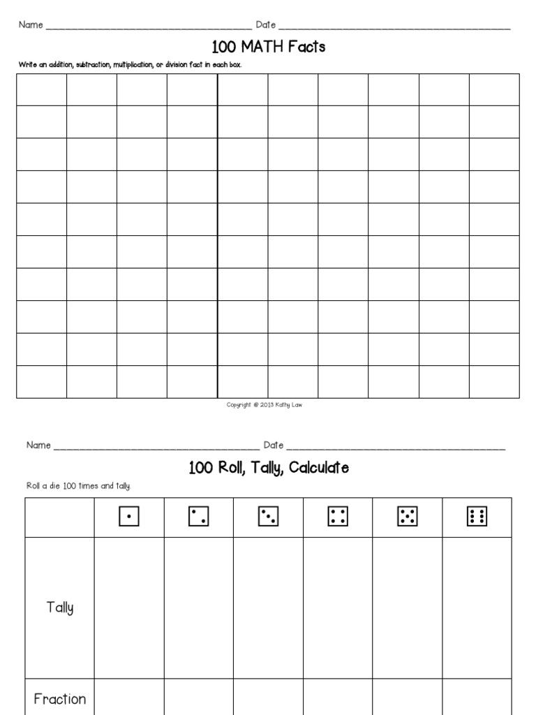 100 MATH Facts: Name - Date | PDF | Finance & Money Management
