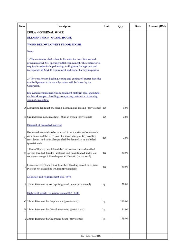 Brickwork BQ For External Works | PDF | Structural Steel | Concrete