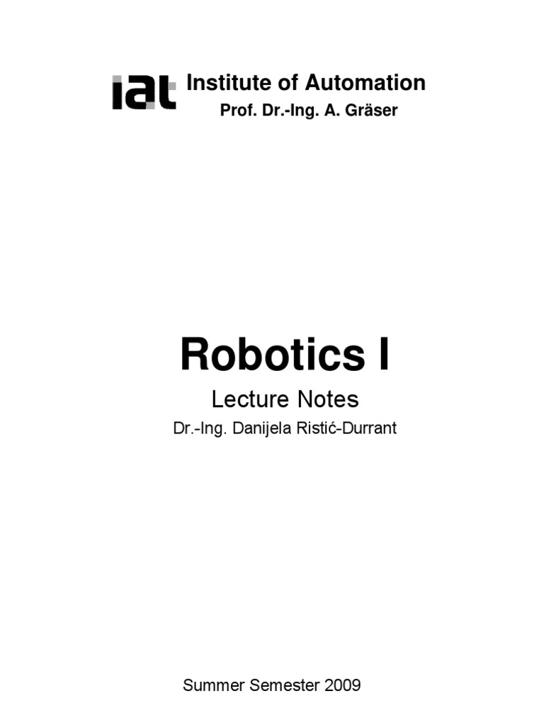 Robotics I Lecture Notes - University of Bremen | PDF | Euclidean ...