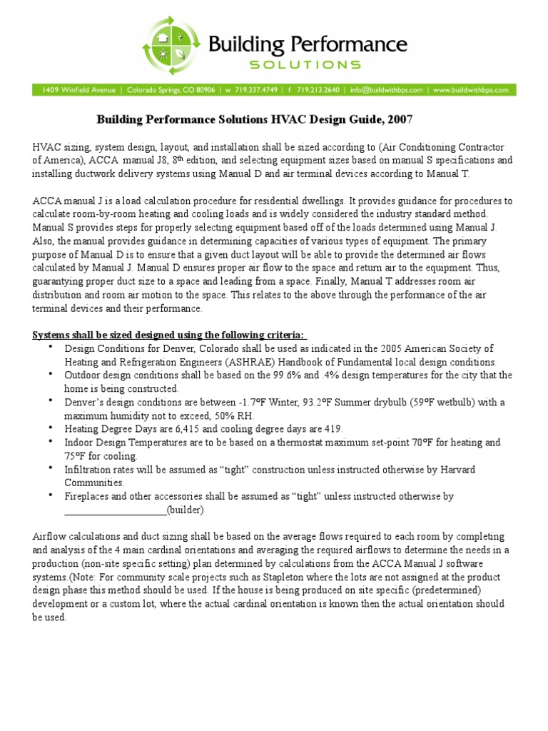 HVAC Design Guidelines PDF Duct (Flow) Hvac