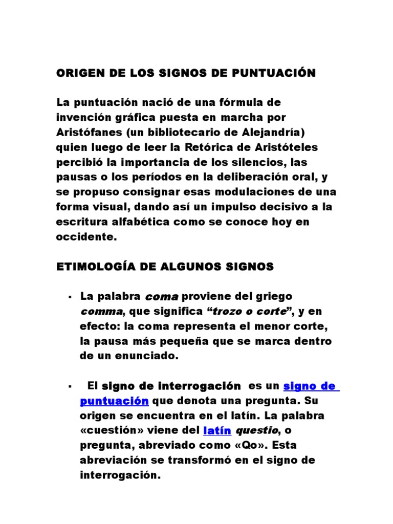Los Signos de Puntuacion en Un Solo Texto Todo Lo Que 